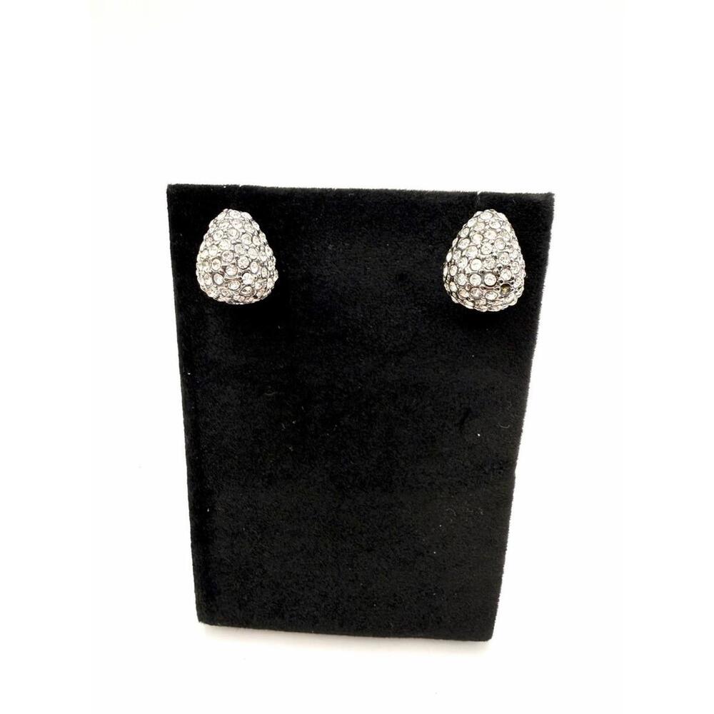 Robert Morris Lee Stud Earring Silver Pave Pear Shaped